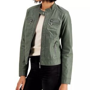 Faux-Fur-Lined Moto Jacket